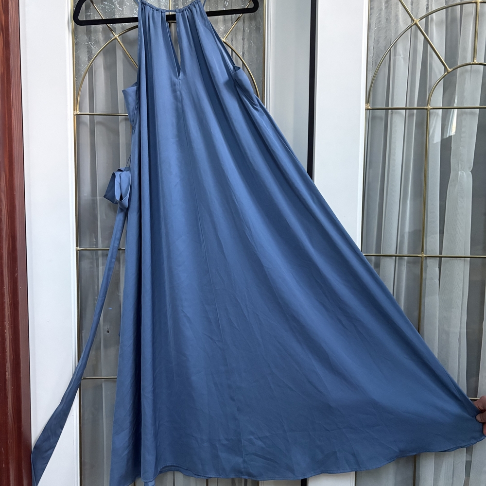 Banana Republic Dusty Blue Halter Maxi Dress